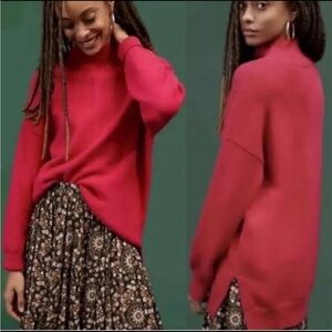 Anthropologie Maeve Hot Pink Tuttle Neck Sweater Size M